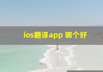 ios翻译app 哪个好